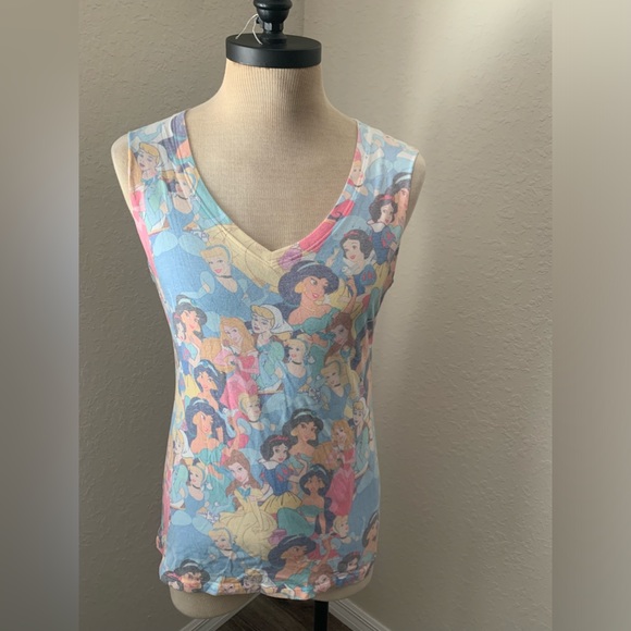 Disney 'Family of Princesses' Girls Sleeveless Open Back T-Shirt - Picture 1 of 9